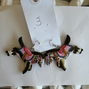 Vintage Handpainted Colorful Horse-Shaped Earrings